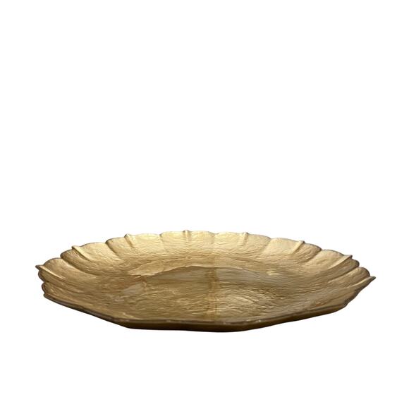 Metallic Gold Turkish Glass 12.5in Plate Charger Scalloped Edge New - Picture 4 of 5